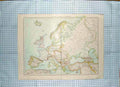 Original Old Antique Print Ref.704 Map C1790-C1900 Europe France Spain Britain