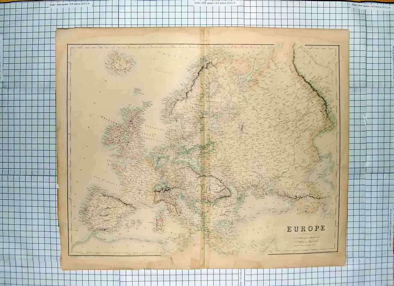 Original Old Antique Print Swanston Map C1790-C1900 Europe Britain France 18th
