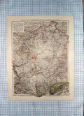 Original Old Antique Print Map C1790-C1900 Waldeck Hessen-N-Nassau Hessen 18th