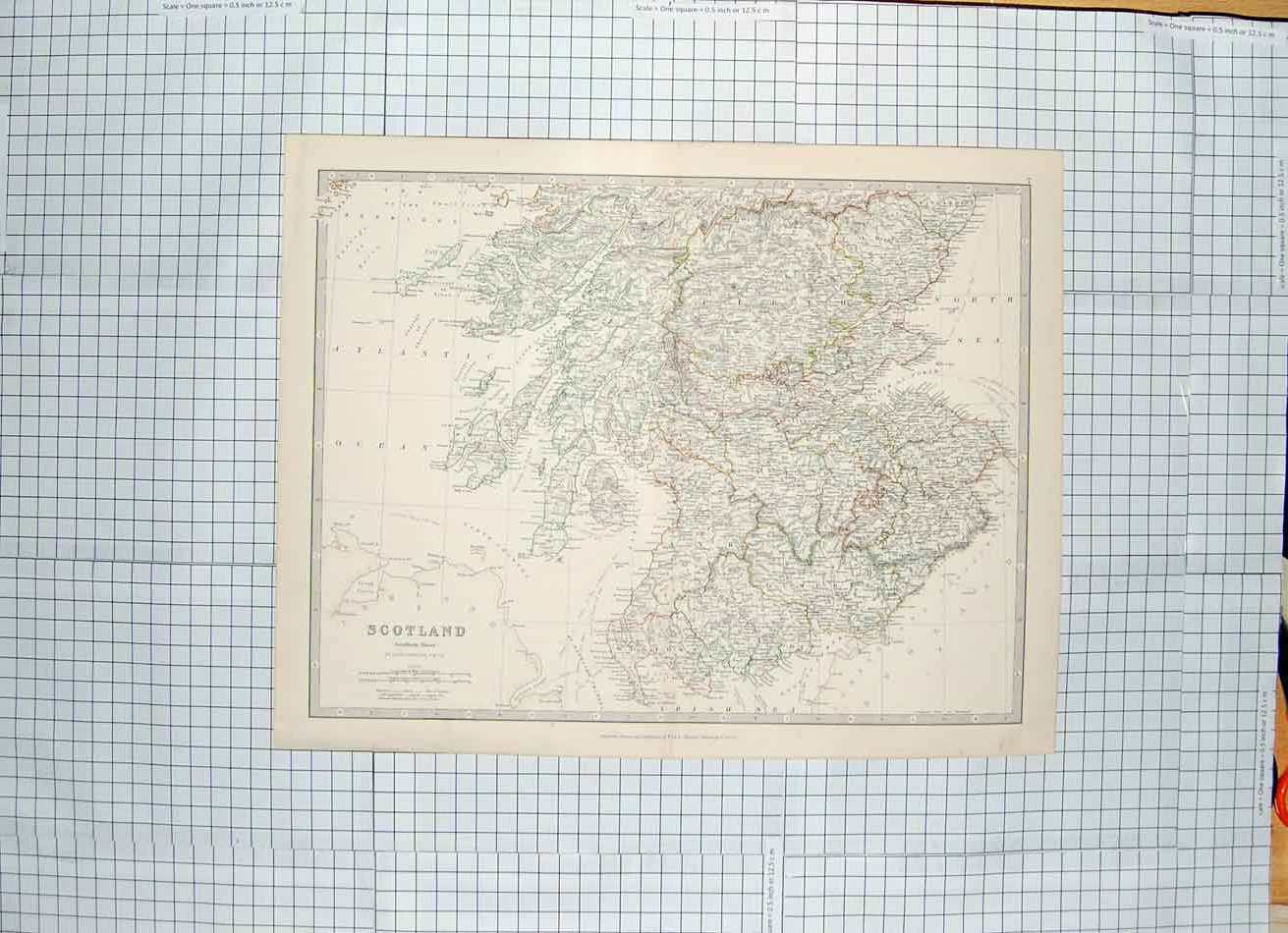 Original Old Antique Print Johnston Map C1790-C1900 Scotland Arran Forth 18th