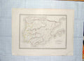 Old Antique Print Ref.697 Map C1790-C1900 Spain Portugal Gibraltar Ibiza