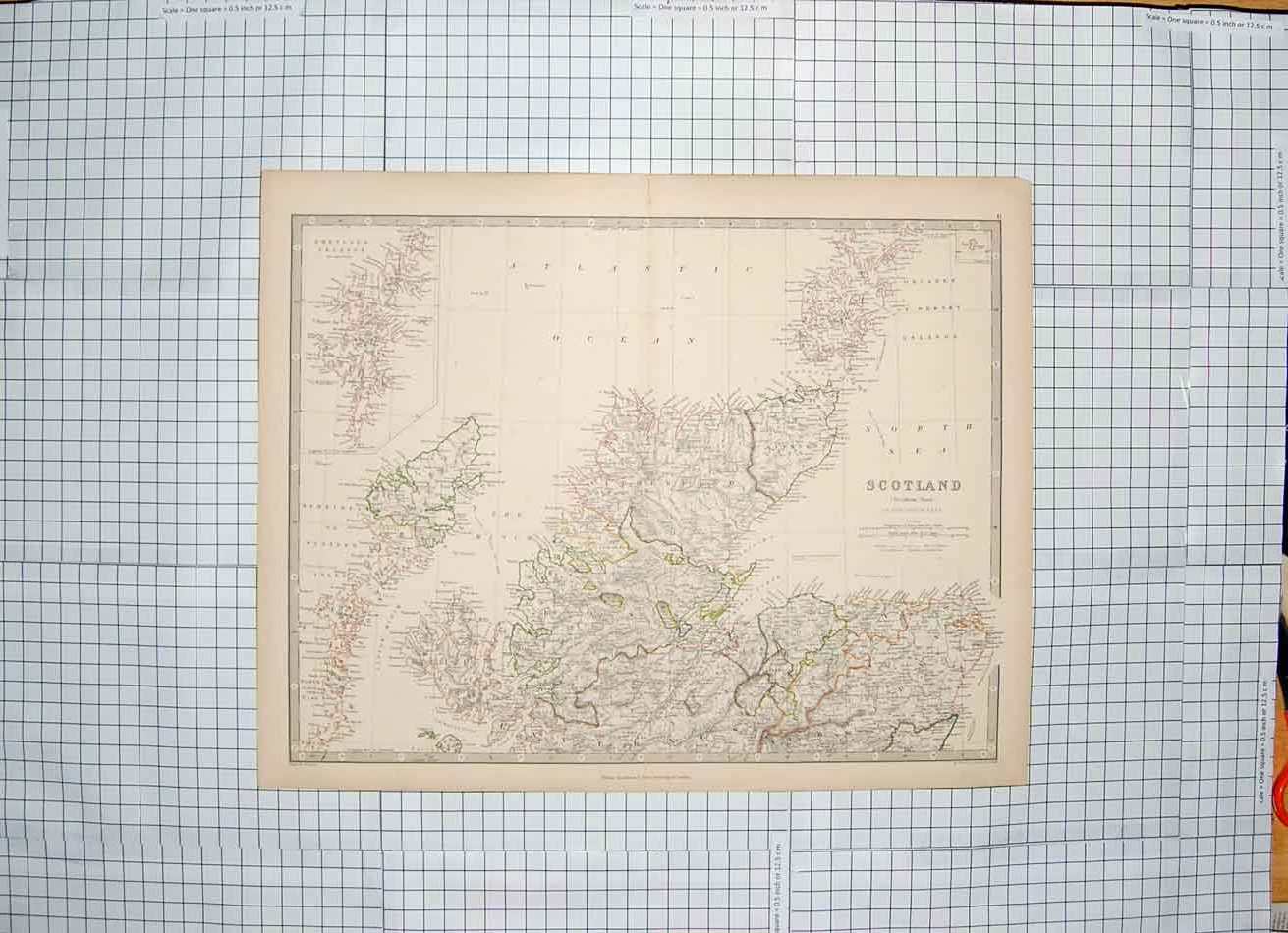 Old Antique Print Ref.696 Johnston Map C1790-C1900 Scotland Orkney Minch
