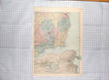 Original Old Antique Print Map C1890 Ireland Environs Dublin Cork Carlow 19th