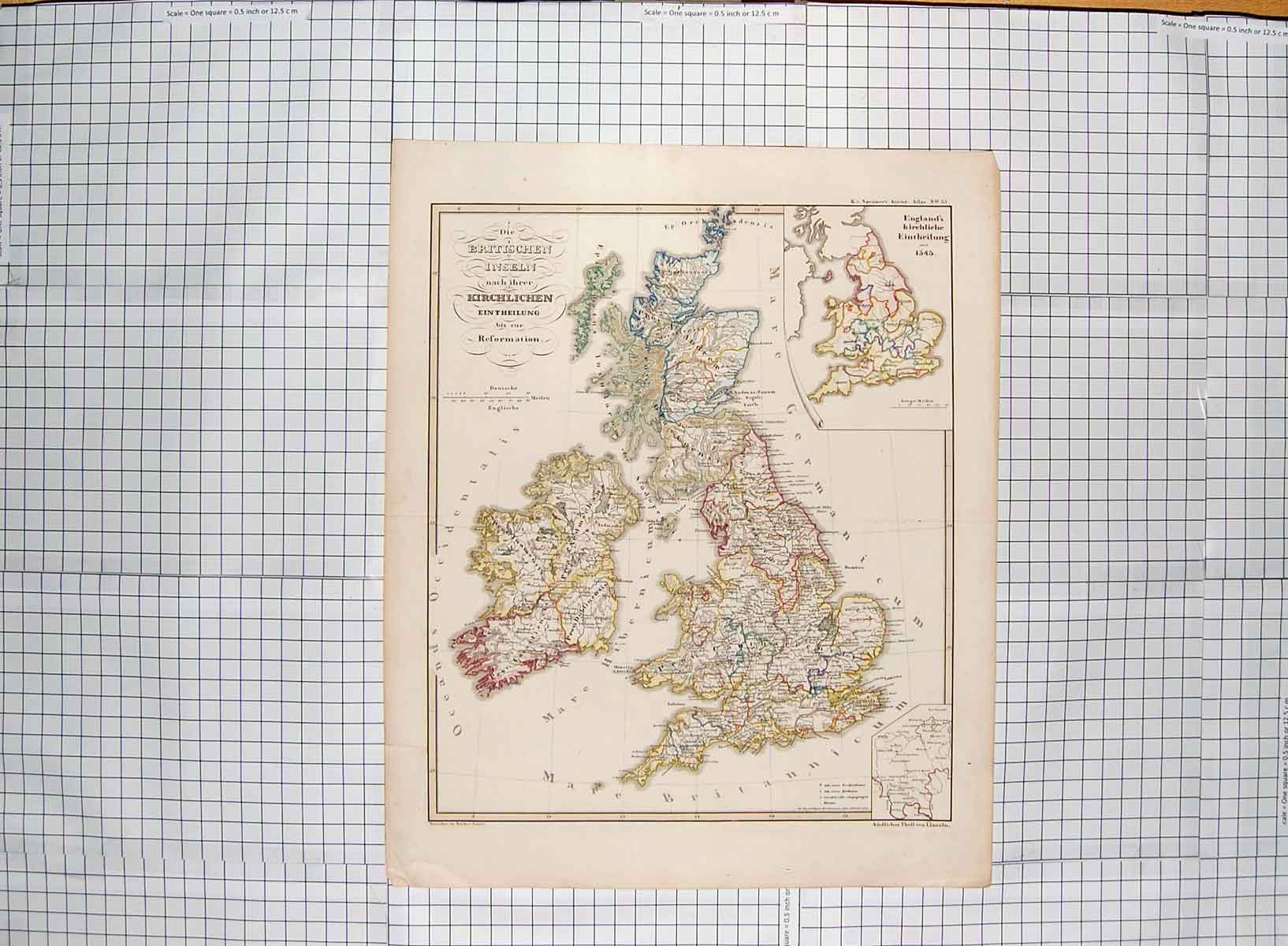 Original Old Antique Print Map C1790-C1900 Britain England Scotland Wales 18th