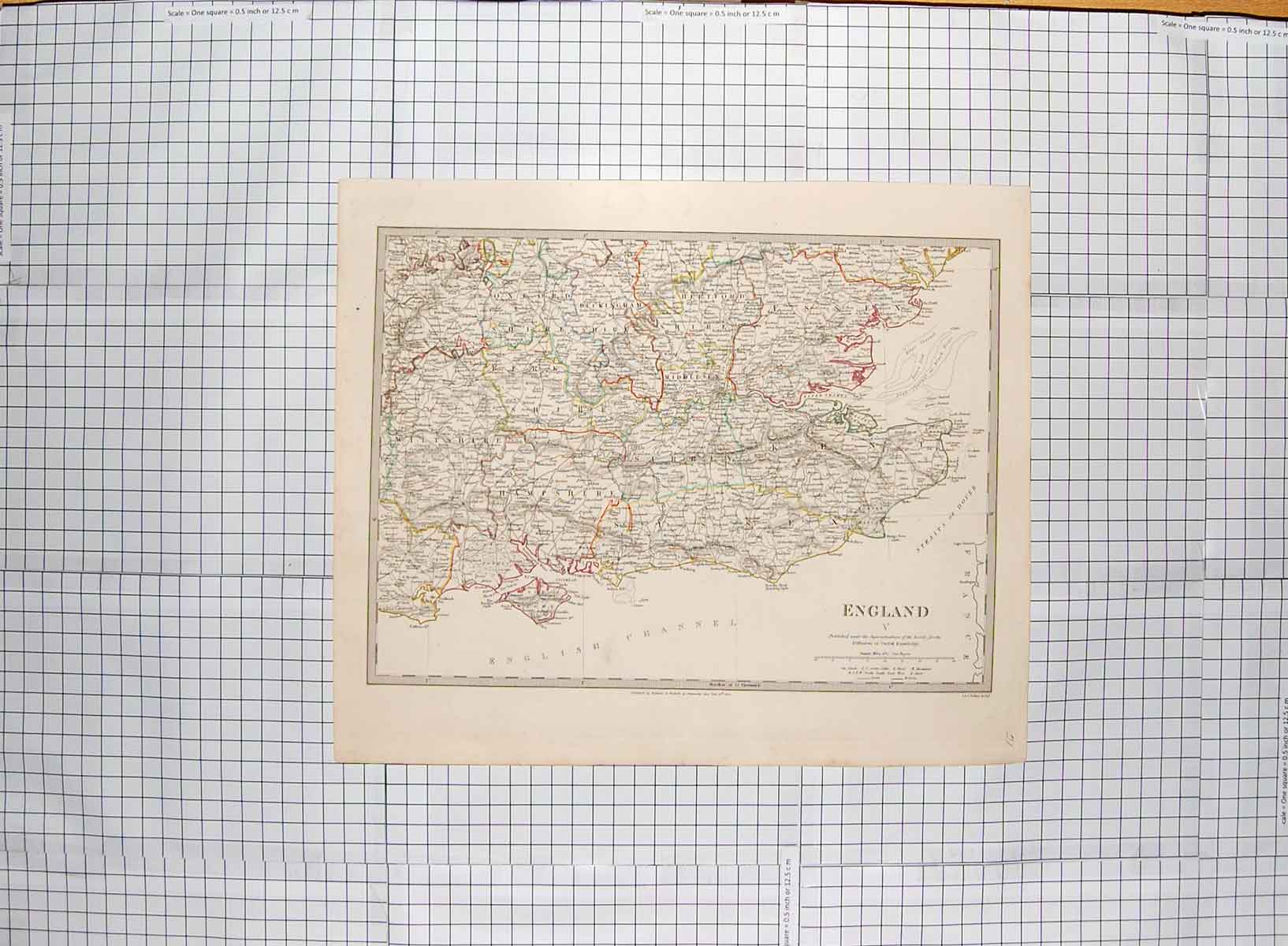 Original Old Antique Print Walker Map 1830 Southern England Isle Wight 19th