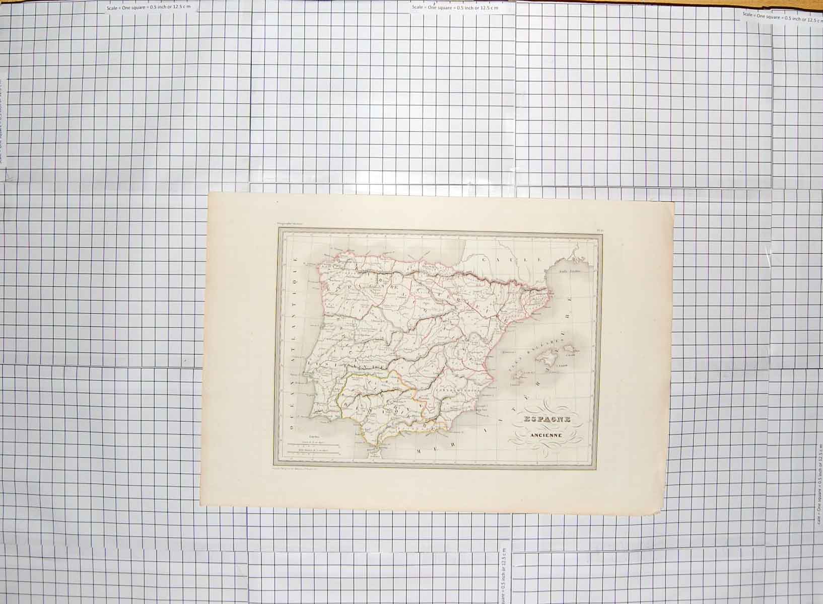 Original Old Antique Print Map C1790-C1900 Spain Majorca Ibiza Gibraltar 18th