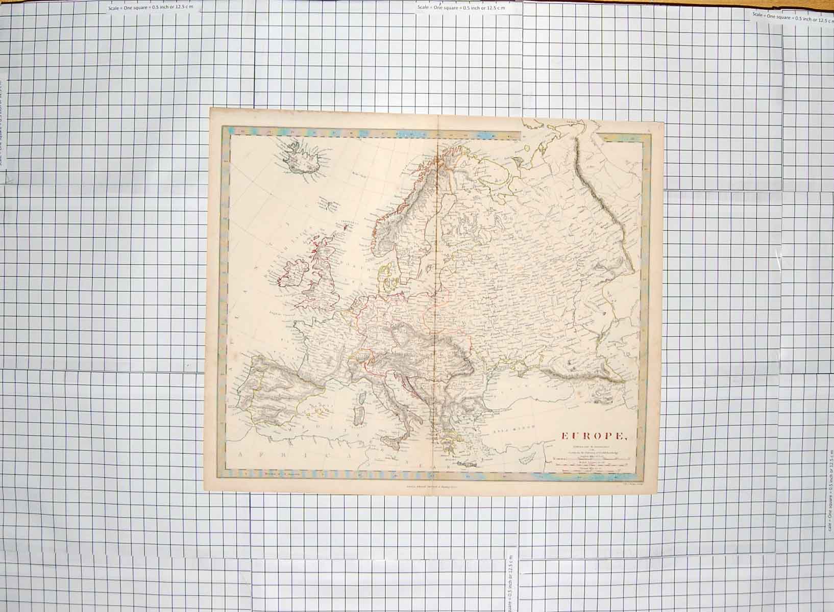 Original Old Antique Print Waler Map C1790-C1900 Europe France Spain Italy 18th