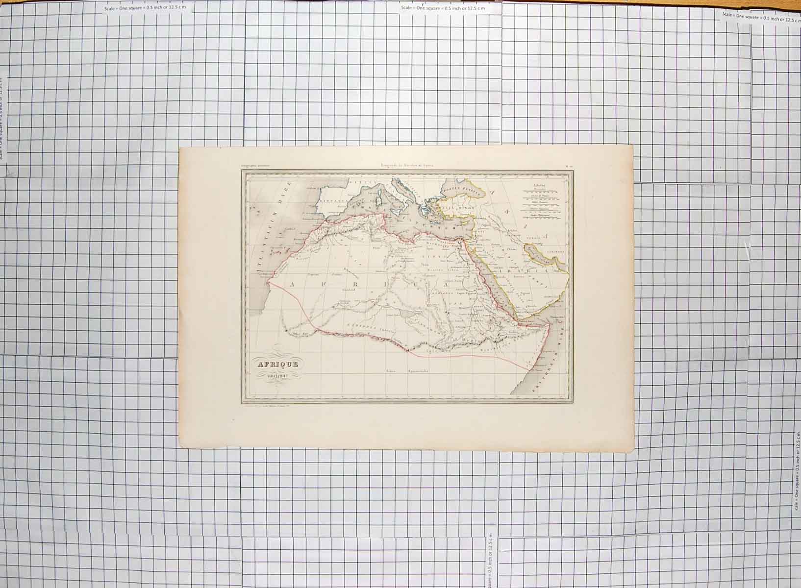 Original Old Antique Print Map C1790-C1900 Africa Arabia Mediterranean 18th