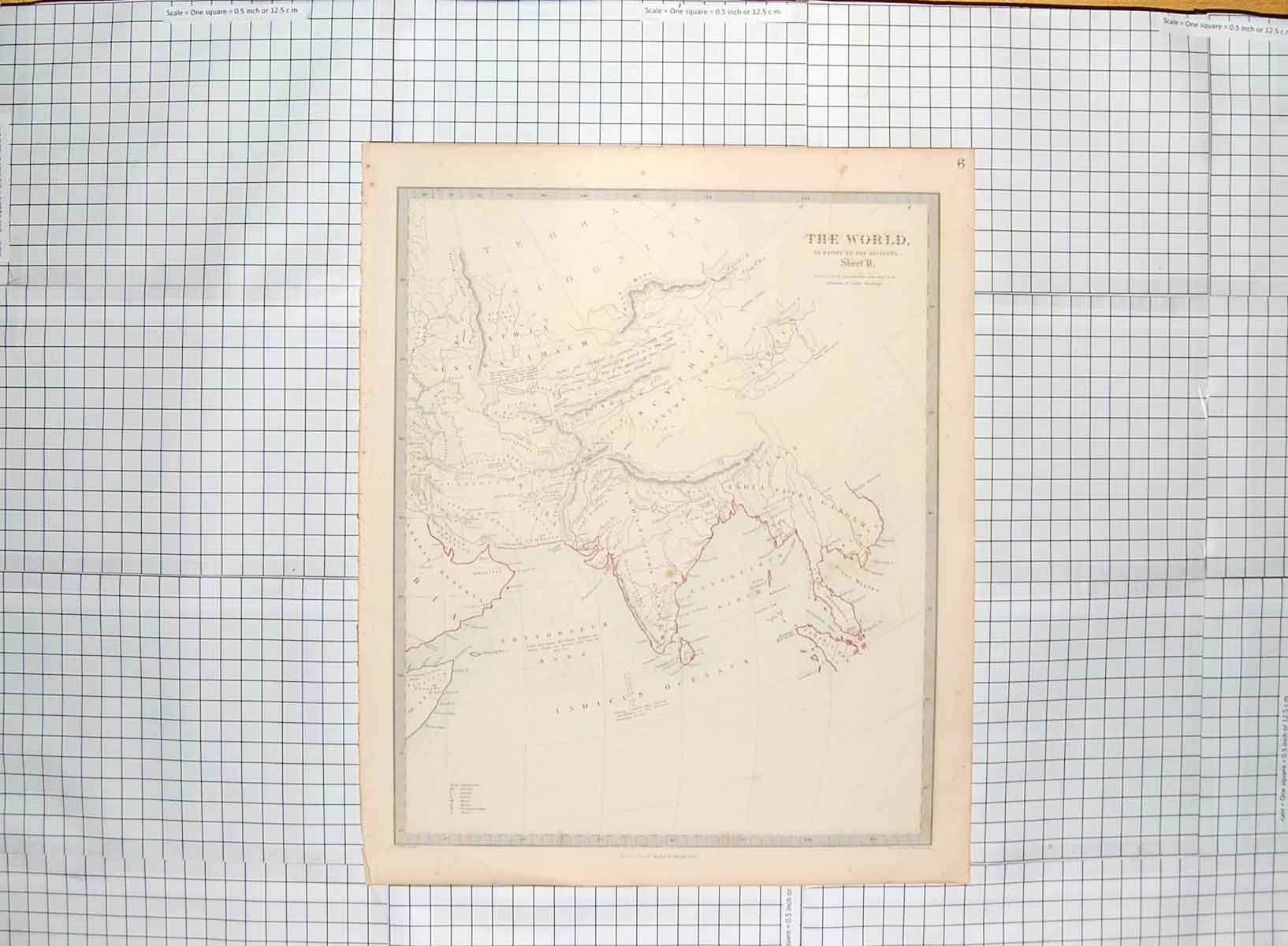 Original Old Antique Print Walker Map C1790-C1900 India Ceylon Arabia 18th