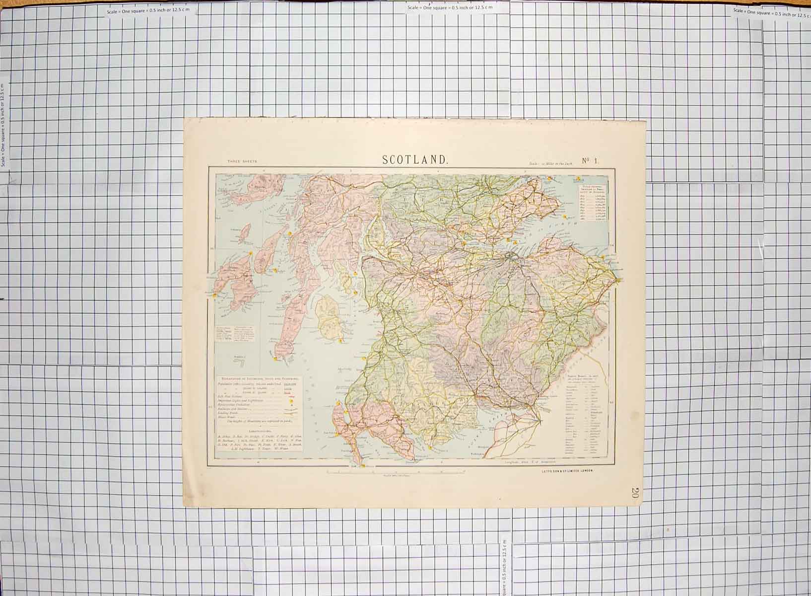 Original Old Antique Print Map C1790-C1900 Southern Scotland Firth Forth 18th