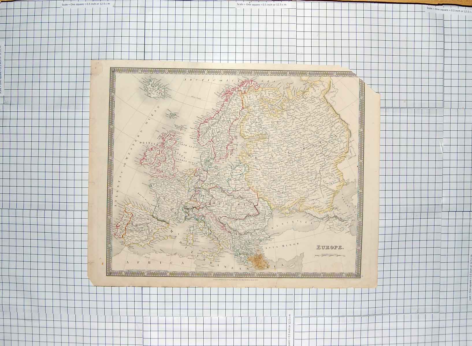 Original Old Antique Print Dower Map 1831 Europe Austria Germany France 19th