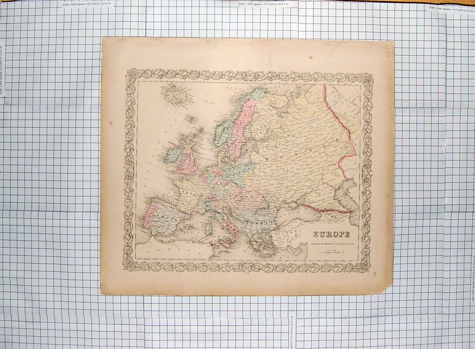Original Old Antique Print Map C1790-C1900 Europe France Spain Turkey 18th