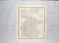 Original Old Antique Print Dower Map C1790-C1900 Germany States Munich 18th