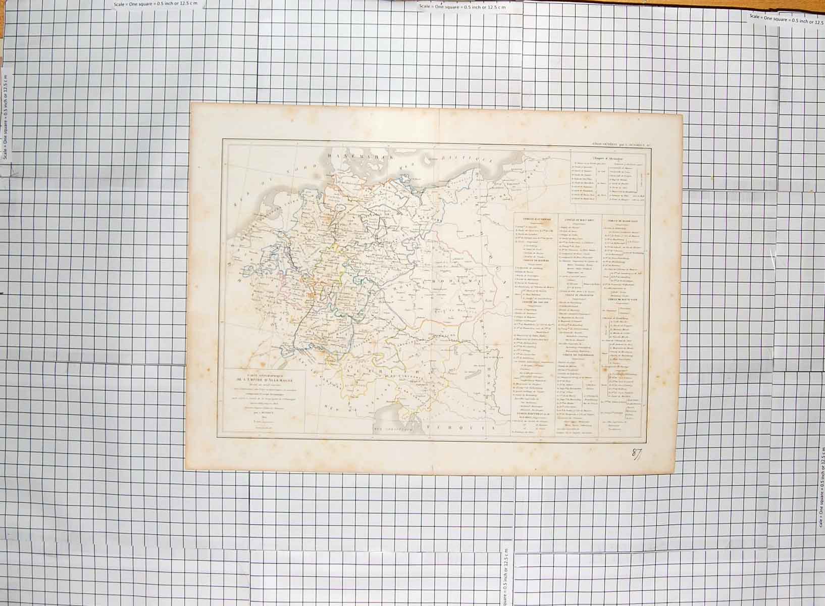 Original Old Antique Print Map C1790-C1900 Europe Germany L'Allemagne 18th