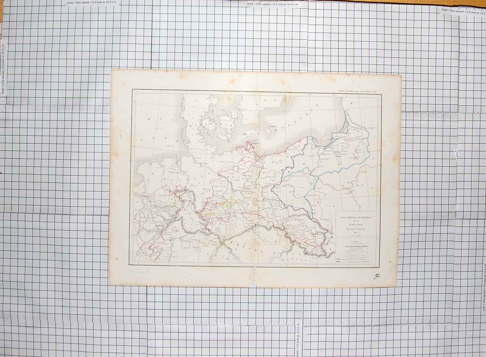 Original Old Antique Print Map C1790-C1900 Prusse Europe Nassau Brunswick 18th