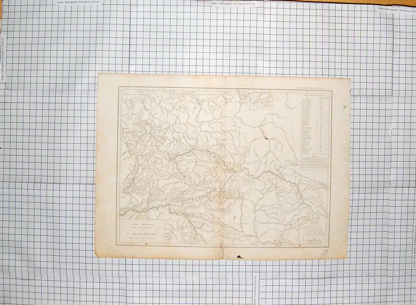 Original Old Antique Print Map C1790-C1900 L'Allemagne Alps Mountains 18th