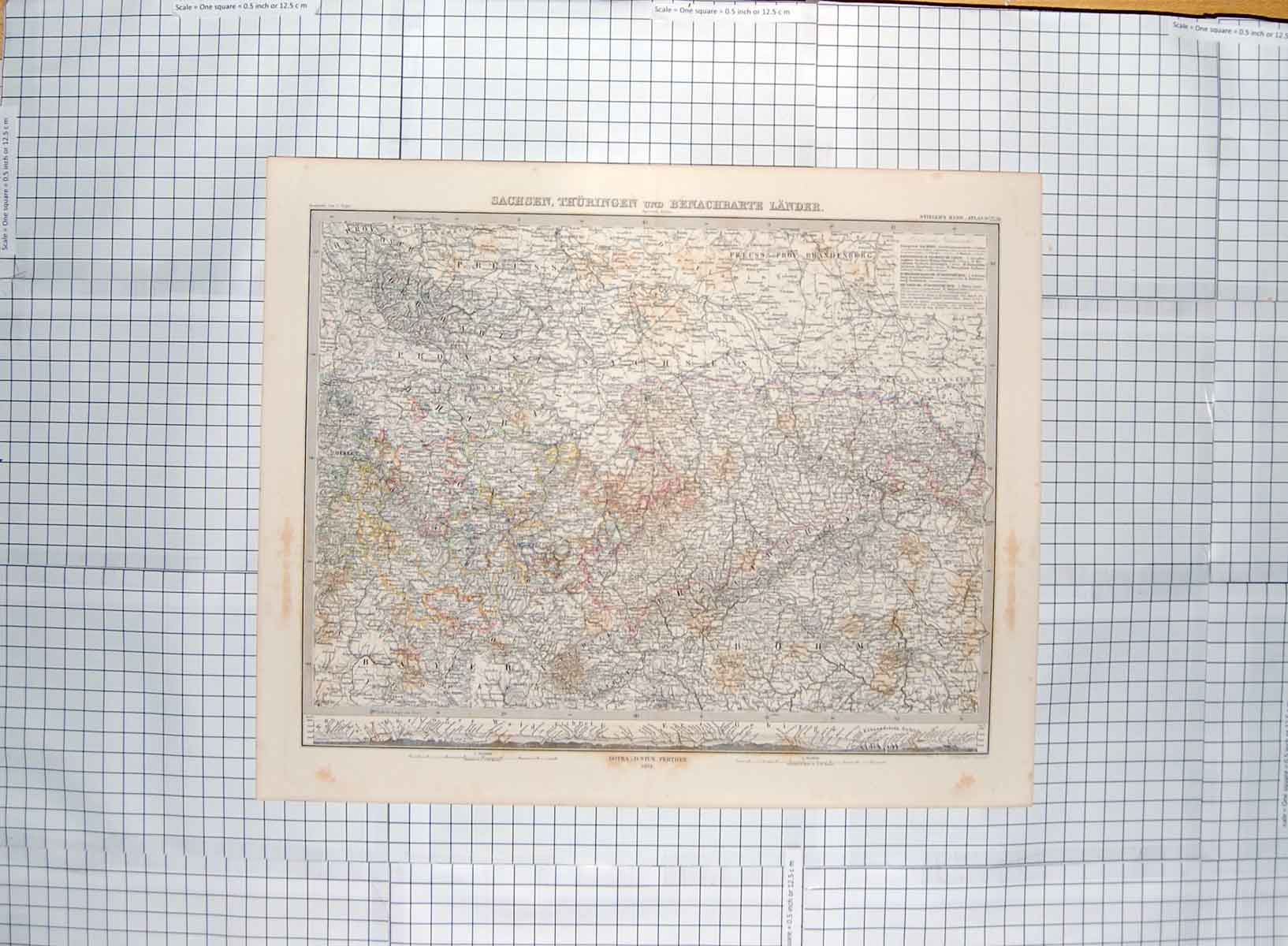 Original Old Antique Print Map C1790-C1900 Alps Berlin Germany Europe 18th
