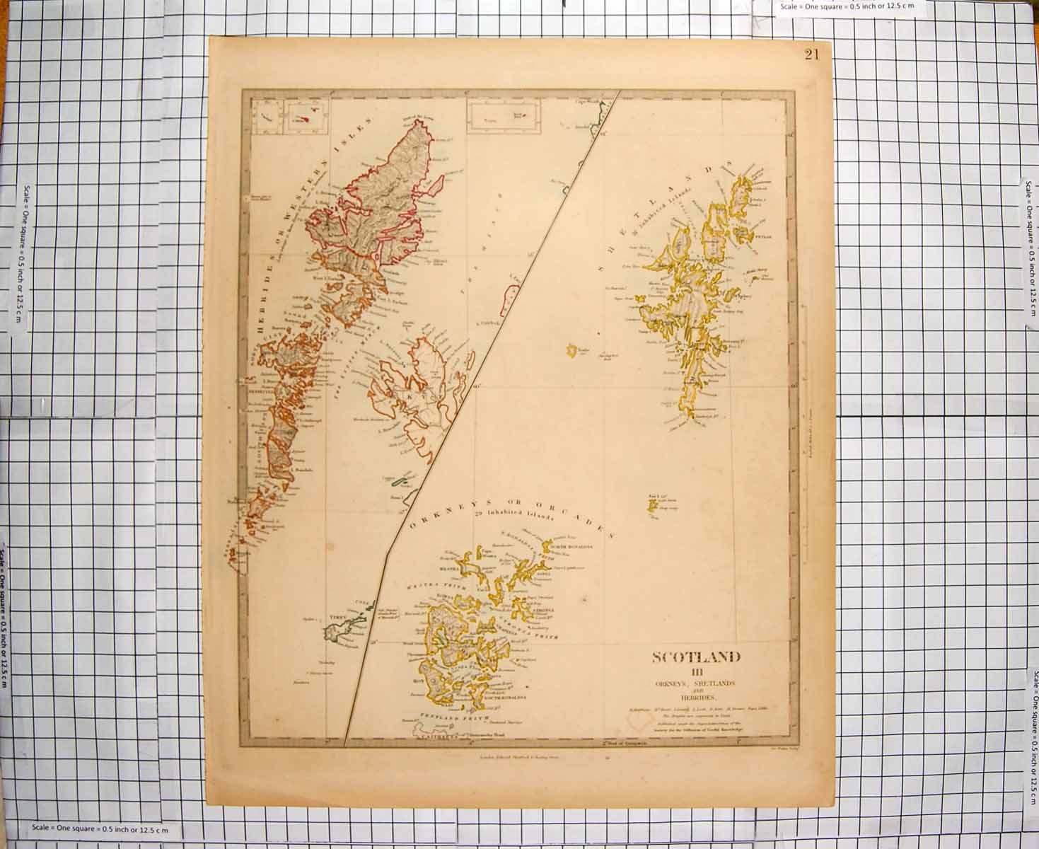 Original Old Antique Print Walker Map C1790-C1900 Scotland Orney Shetland 18th