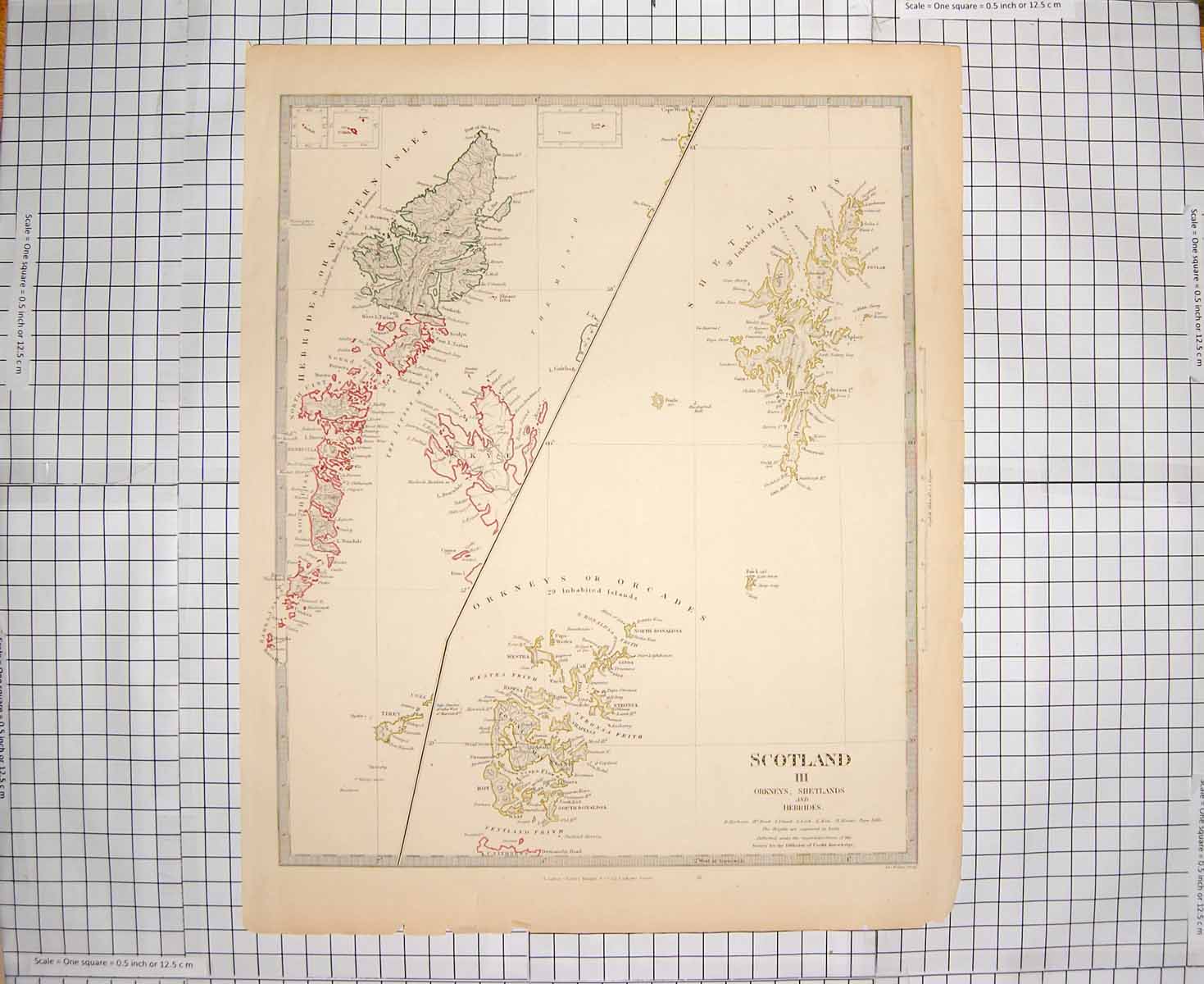 Old Antique Print Ref.700 Walker Map C1790-C1900 Scotland Orkney Shetland