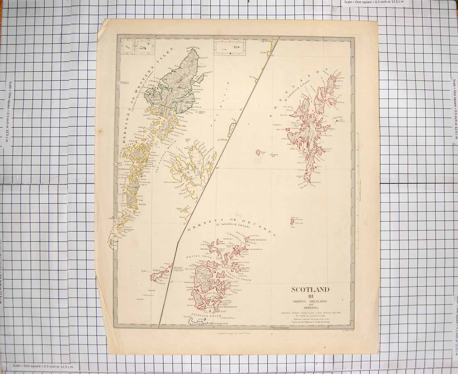 Old Antique Print Ref.701 Walker Map C1790-C1900 Scotland Orkney Shetland