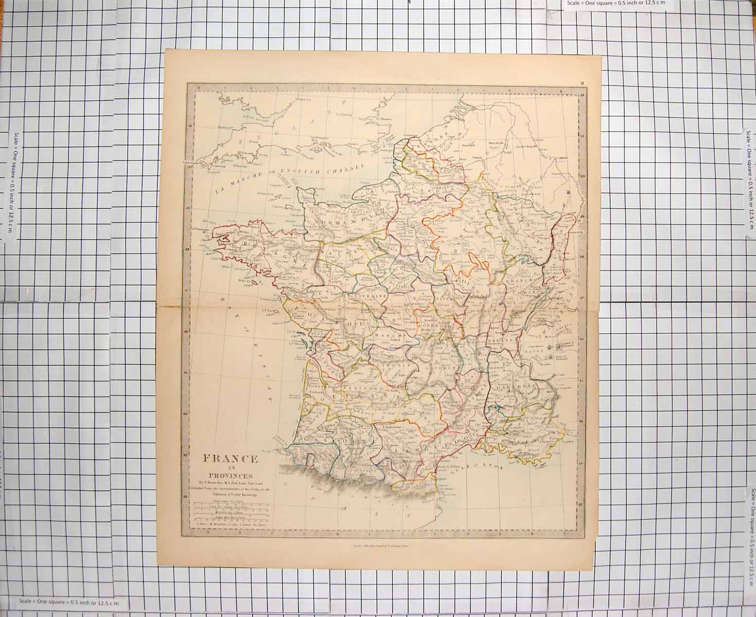 Original Old Antique Print Ref.702 Map C1790-C1900 Provinces France Bay Biscay