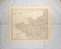Original Old Antique Print Walker Map 1830 France Bay Biscay Mayenne 19th
