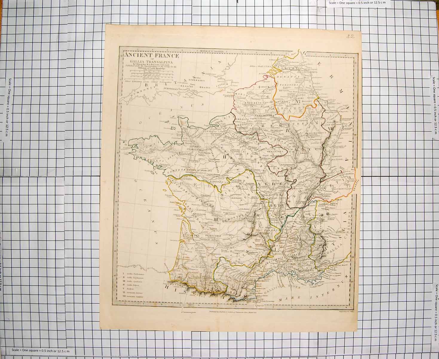 Original Old Antique Print Walker Map 1831 France Meditteranean Martius 19th