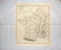 Original Old Antique Print Walker Map C1790-C1900 France Mediterranean Sea 18th