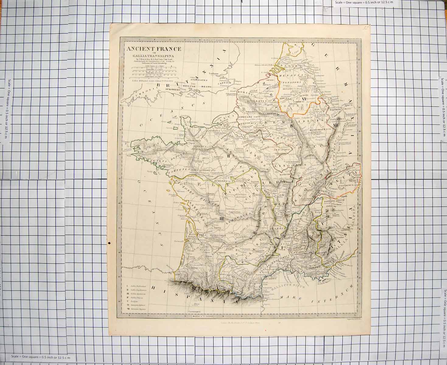 Original Old Antique Print Walker Map C1790-C1900 France Mediterranean Sea 18th