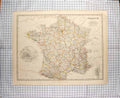 Original Old Antique Print Johnston Map C1790-C1900 France Corsica Paris 18th