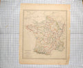 Original Old Antique Print Walker Map 1853 France Gulf Lyon Bay Biscay 19th