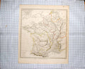 Original Old Antique Print Walker Map 1831 Ancient France Europe Biscay 19th