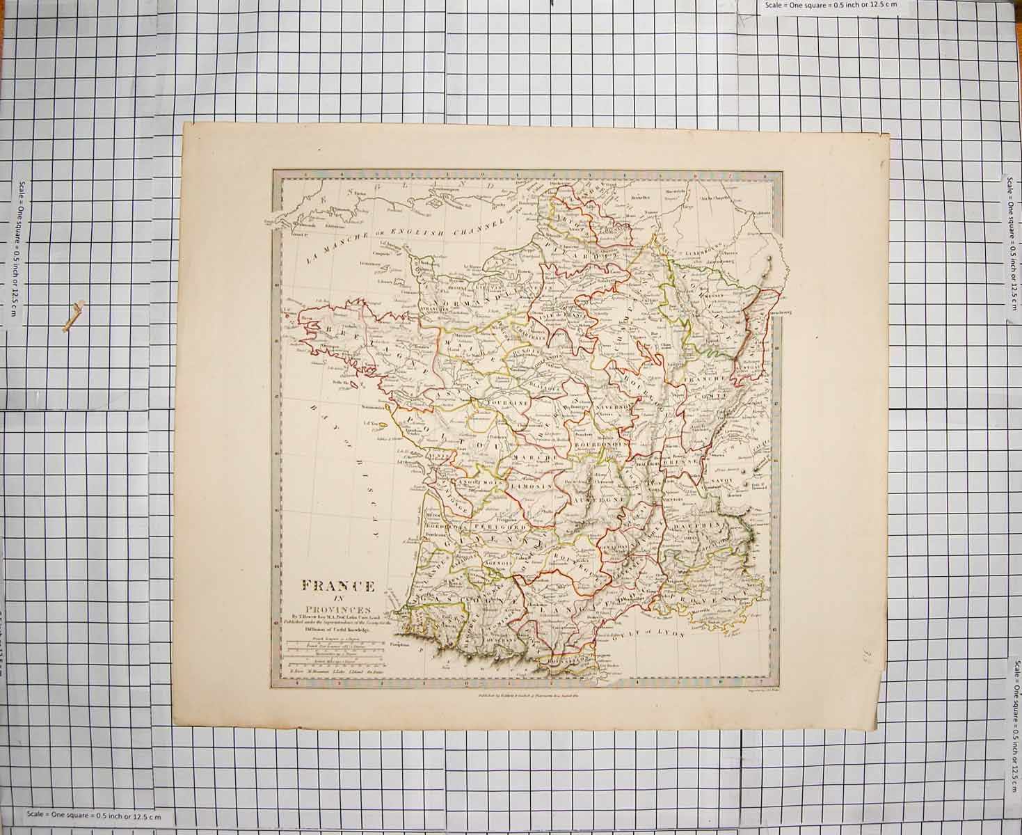 Original Old Antique Print Walker Map C1790-C1900 Provinces France Biscay 18th