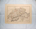 Original Old Antique Print Hall Map C1790-C1900 Switzerland Europe 18th Century