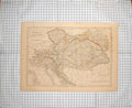 Original Old Antique Print *707 Hall Map C1790-C1900 Austrian Dominions Hungary