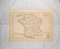 Original Old Antique Print Bartholomew Map 1847 France Bay Biscay Lyons 19th