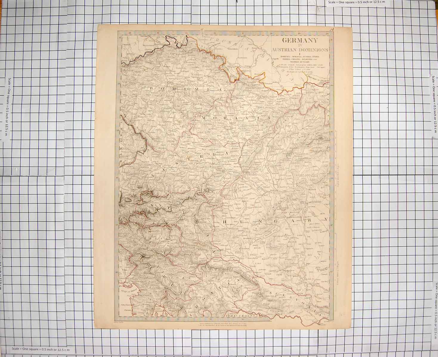 Original Old Antique Print Walker Map C1790-C1900 Germany Austria Bohemia 18th