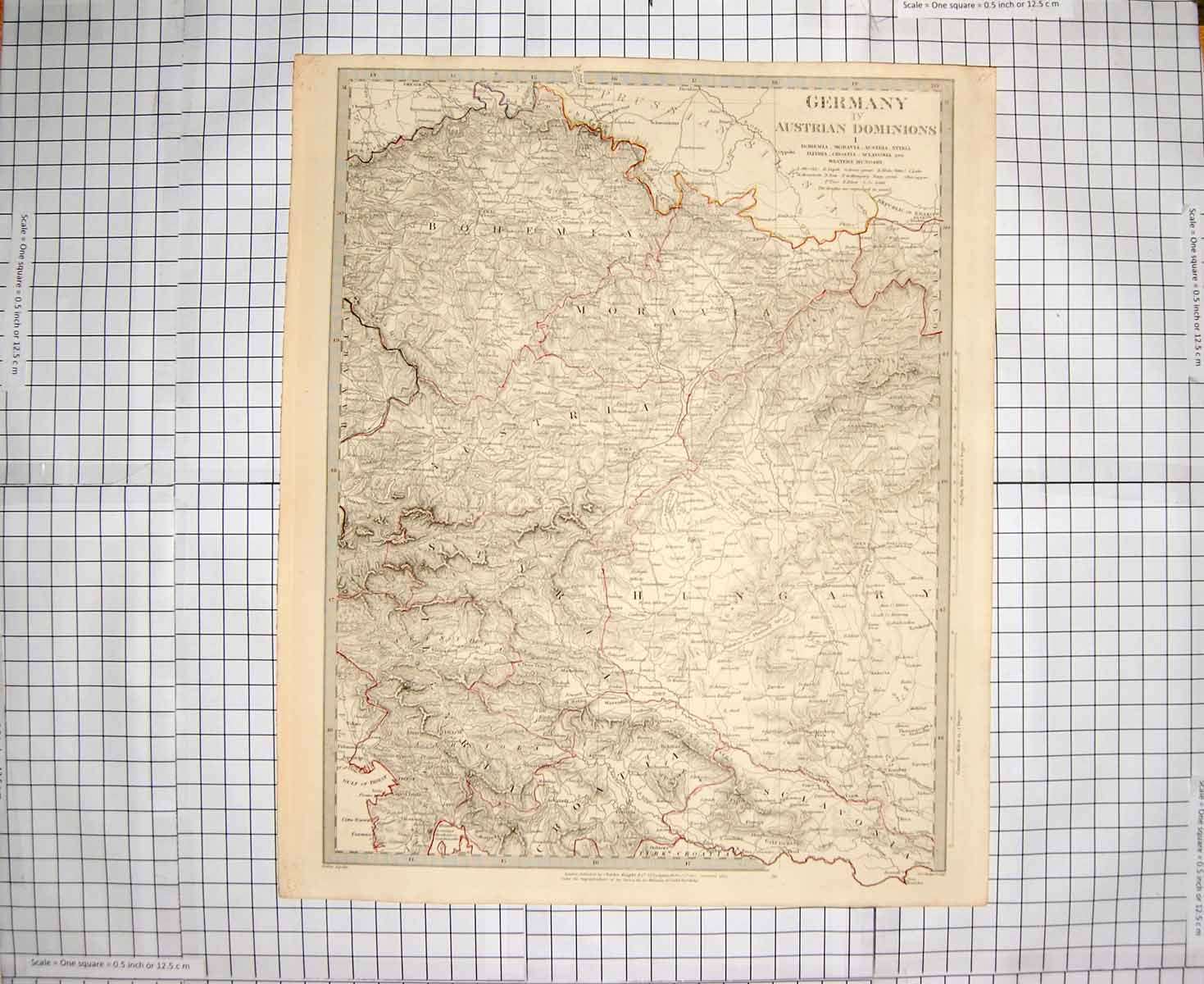 Original Old Antique Print Walker Map C1790-C1900 Hungary Austria Bohemia 18th