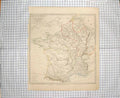 Original Old Antique Print Walker Map 1831 Ancient France Bay Biscay 19th