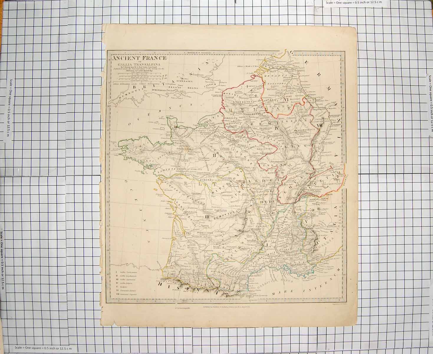 Original Old Antique Print Walker Map 1831 Ancient France Bay Biscay 19th