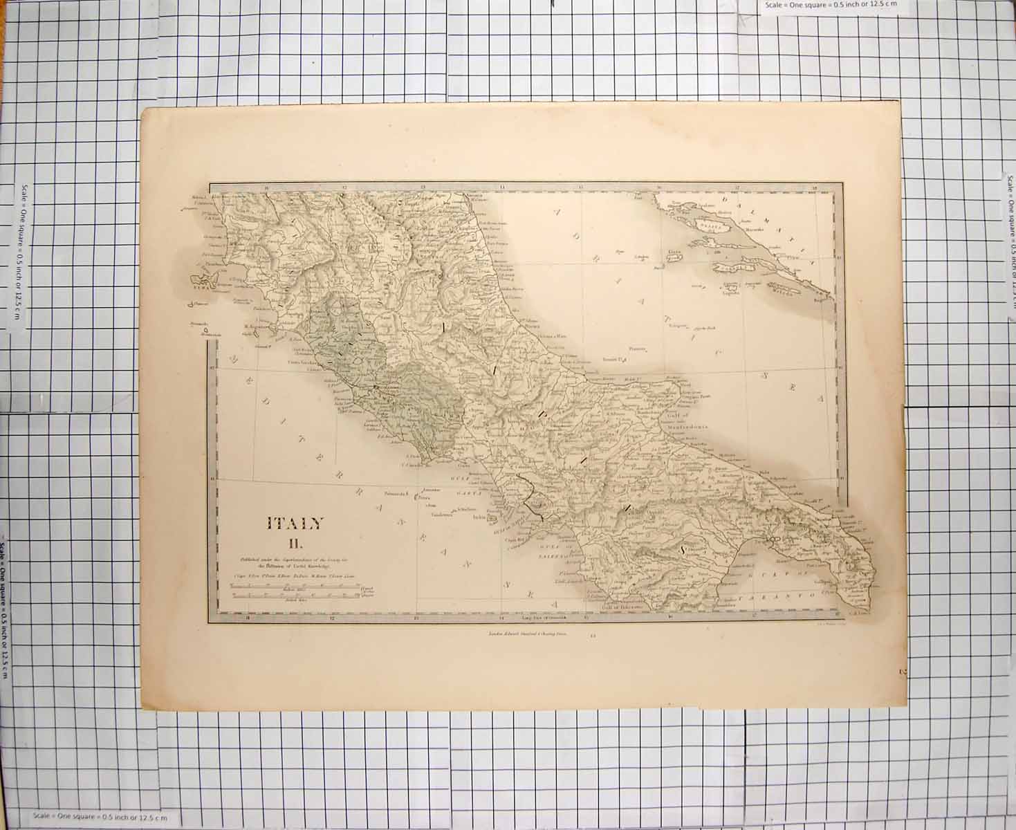 Original Old Antique Print Walker Map C1790-C1900 Italy Naples Elba 18th