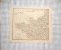 Original Old Antique Print Walker Map 1830 France Bay Biscay Paris 19th Century