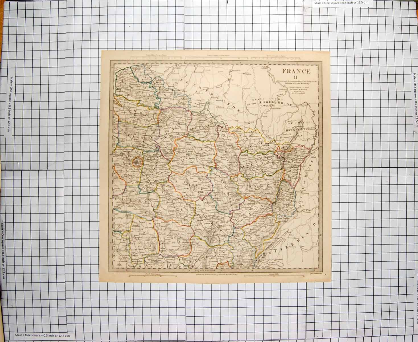 Original Old Antique Print Walker Map 1830 France Paris Chatillon Semur 19th