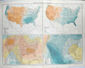 Old Antique Print Bacon Map 1894 United States America Climate Rainfall 19th