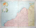 Original Old Antique Print Bacon Map 1894 Australia Vegitation Economics Chart