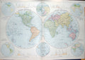 Original Old Antique Print Bacon Map 1894 World Atlas Rainfall Temperature 19th