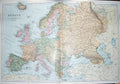 Original Old Antique Print Bacon Map 1894 Europe British Isles Iceland France