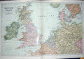 Original Old Antique Print Bacon Map 1894 British Isles Ireland Germany France