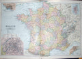 Old Antique Print Bacon Map 1894 France Street Plan Paris Riviera Havre 19th