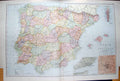 Old Antique Print Bacon Map 1894 Spain Portugal Lisbon Madrid Gibraltar 19th